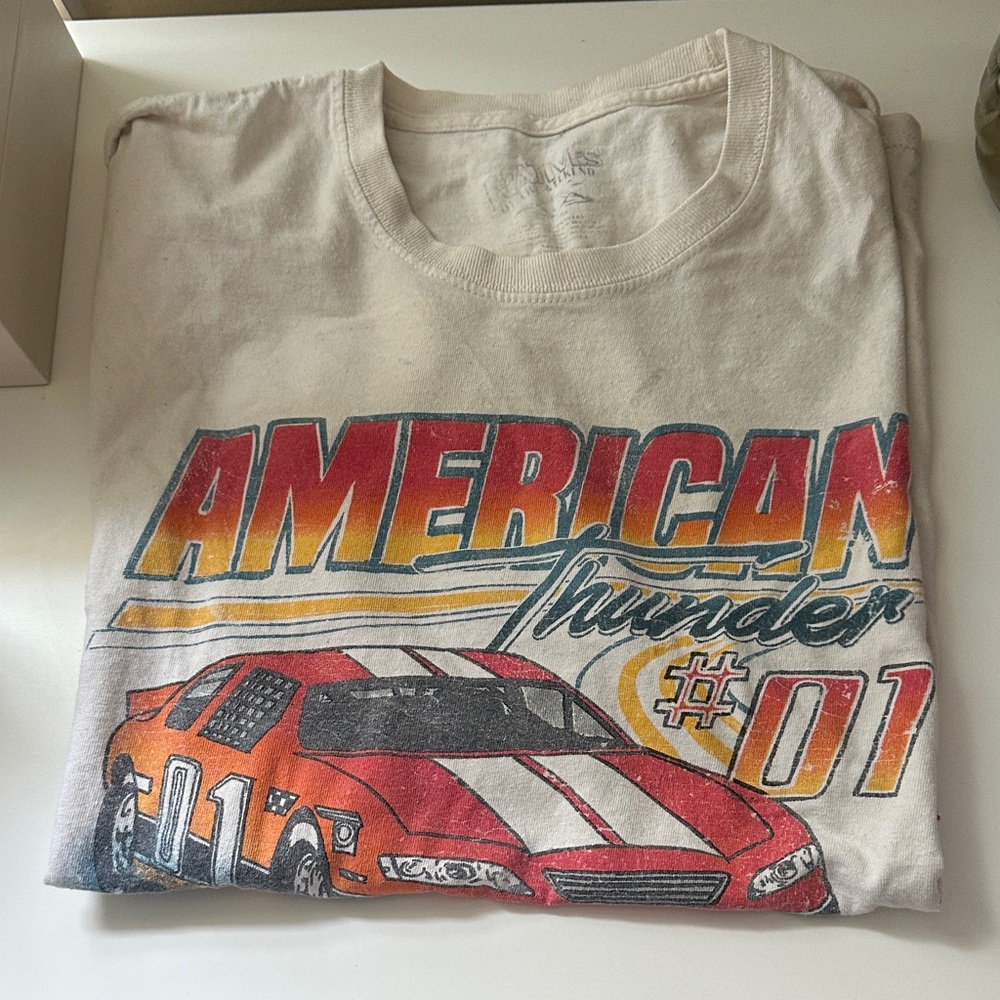 PacSun Cream Graphic Tee with Red and Yellow Accents